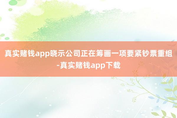 真实赌钱app晓示公司正在筹画一项要紧钞票重组-真实赌钱app下载
