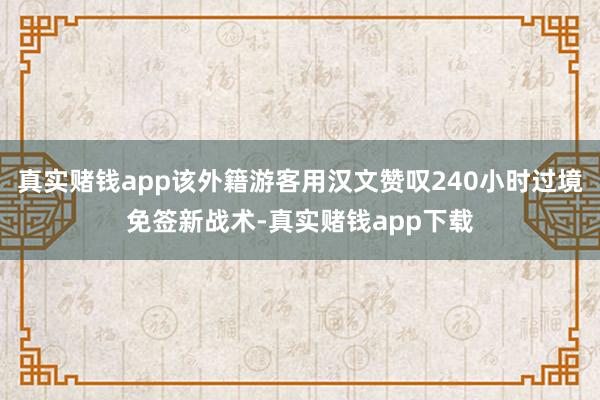 真实赌钱app该外籍游客用汉文赞叹240小时过境免签新战术-真实赌钱app下载